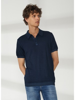 At.p.co Polo Yaka Slim Fit Lacivert Erkek Kazak A26433TF-