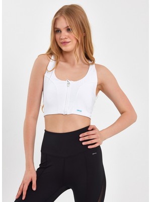 Grab Beyaz Kadın Kısa Slim Fit Sporcu Sütyeni GW-T23S016 Gaby Bralette