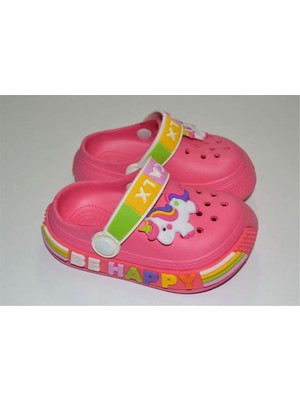 Calx Kız Çocuk Okul Öncesi Mercan Renk Unicorn Süslemeli Eva Crocs Terlik