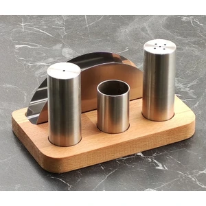 KT Home Baharatlık Restaurant Tuzluk Biberlik Kürdanlık Peçetelik Seti Paslanmaz Çelik 121