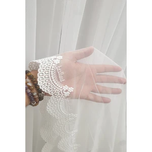 Grek Etek Uclu Tül Perde Etek Işlemeli Tül  3 Katpileli