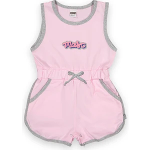 Novy Baby Fiyonklu Aplikeli Çıtçıtlı Sıfır Kol Çocuk Şort Tulum - 1-5 Yaş - 2090