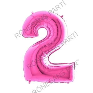 Fuşya Pembe Folyo Rakam Balon 100 cm 2
