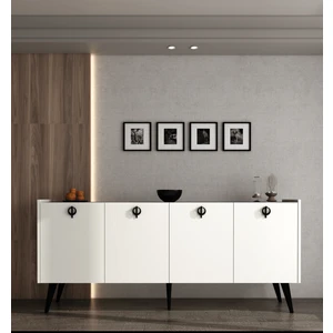 Kaya Konsol Ay Taşı(Kırık Beyaz) Mermer Desenli 180 cm Yemek Odası Ofis Salon Ünite