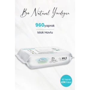Bio Natural Yenidoğan Islak Havlu 40'lı x 24 (960 Yaprak)