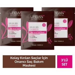 URBAN Care Argan Yağı&Keratin Kolay Kırılan Saçlara Özel Duş Öncesi Bakım Maskesi-50 ML- X3 Adet