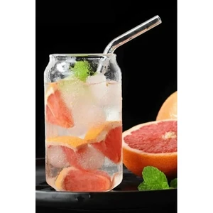Borosilikat Cam Pipetli Meşrubat Soğuk Kahve Bardağı 420 ml 1 Adet