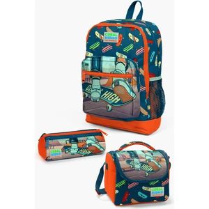 Coral High Kids Civit Neon Turuncu Kaykay Desenli 3’lü Okul Çanta Seti SET0123723