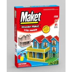 Ahşap Köşk Ev Maket Boyama Seti, 6'lı Boya ve Fırça Dahil