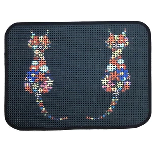 Elekli Desenli Kedi Tuvalet Önü Paspası 60 x 45 cm Ters Kediler