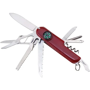 14 Fonksiyonlu Pusulalı Çok Amaçlı Cep Çakısı Bordo