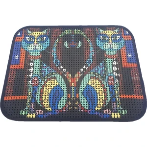 Elekli Desenli Kedi Tuvalet Önü Paspası 60 x 45 cm Renkli Kedi