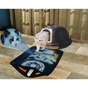Elekli Desenli Kedi Tuvalet Önü Paspası 60 x 45 cm Balık Ağı
