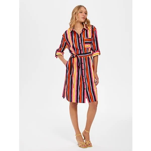 Faik Sönmez Renkli Çizgili Poplin Elbise 66284