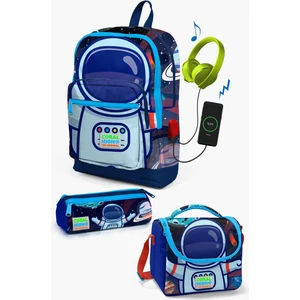 Coral High Kids Saks Mavi Astronot Desenli Usb'li 3’lü