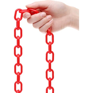 Tik Paket 6mm Kırmızı Beyaz Plastik Zincir Emniyet Zinciri Duba Zinciri Yol Zinciri Bariyer Zinciri (5 Metre)