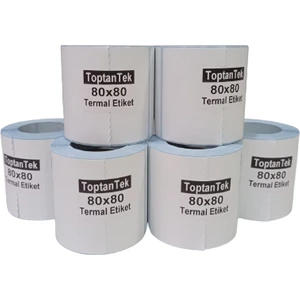 80 x 80 + 12 mm Termal Etiket G.80 mm Y.80 mm Bir Rulo 300 Adet