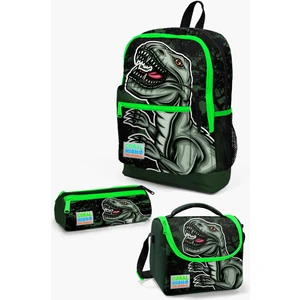 Coral High Dinazor Desenli Okul Çantası Koyu Yeşil 14.4 Litre Kapasite ile Çocuklar İçin