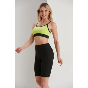 Thin Shop  Biker Şort Siyah Fitilli Tayt - Yüksek Bel Toparlayıcı Siyah Spor Şort Tayt - Sıkılaştırıcı Tayt