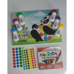 Dot Markers 6'lı Mini Boya Kalemi ve Boyama Kitabı Seti ( Nokta Etiketi Hediyeli)
