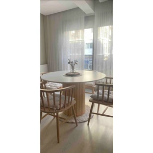Yemek Masası Yuvarlak Özel Tasarım Beyaz Ahşap Model Mutfak Ofis Masası Çalışma Masası Balkon 120 cm