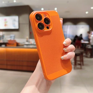 Case 4U Apple iPhone 14 Pro Kılıf Rubber Delikli Hava Alan Mat Silikon Arka Kapak Turuncu