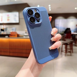 Case 4U Apple iPhone 14 Kılıf Rubber Delikli Hava Alan Mat Silikon Arka Kapak Mavi