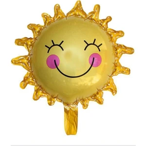Gülümseyen Gülen Yüz Sun Güneş Şeklinde Folyo Balon 66X66 cm Sarı Renk 1 Adet Haw