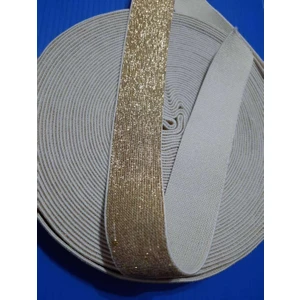 İmren Aksesuar 2,5 cm Sarı Simli Bel ve Paça Lastiği 1 Paket 3 Metre