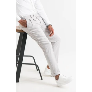 Slimfit Çift Pileli Duble Paça Kemer Detaylı Yazlık Erkek Kumaş Pantolon