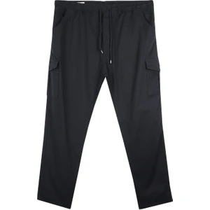 Maruf Shop Kargo Cepli Büyük Beden Gabardin Pantolon Siyah