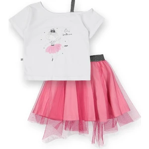 Novy Baby Hayal Tüllü Etek Düşük Omuzlu Tshirt Kız Çocuk 2'li Takım - 2-9 Yaş - 2091