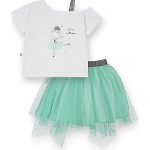 Novy Baby Hayal Tüllü Etek Düşük Omuzlu Tshirt Kız Çocuk 2'li Takım - 2-9 Yaş - 2091
