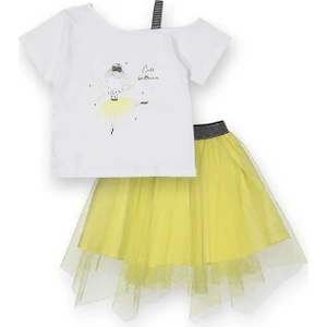 Novy Baby Hayal Tüllü Etek Düşük Omuzlu Tshirt Kız Çocuk 2'li Takım - 2-9 Yaş - 2091