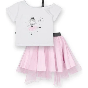 Novy Baby Hayal Tüllü Etek Düşük Omuzlu Tshirt Kız Çocuk 2'li Takım - 2-9 Yaş - 2091