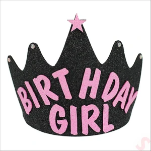 Süsle Bebek ve Parti Birthday Girl Taç, Siyah - Pembe
