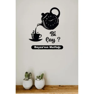 Ensa Design Dekoratif Ahşap Mutfak Saati Bi Çay 35CM-KIŞIYE Özel Yazılabilir