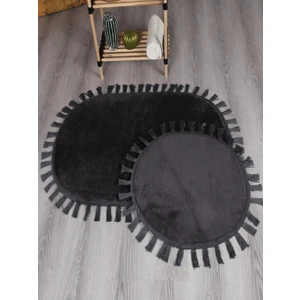 My Evilla Modern Dekoratif Peluş Puffy Püskül Saçaklı Klozet Takımı
