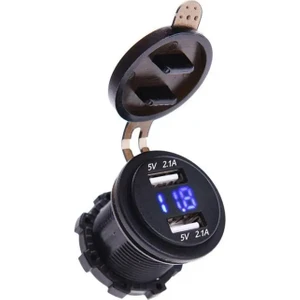 USB Şarj Soketi Dijital Ekranlı USB Hızlı Şarj Vidalı Montaj Tipi