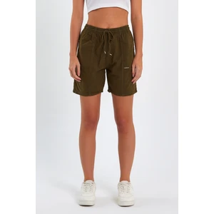 Cool Tarz Kadın Haki Rahat Kesim Keten Şort
