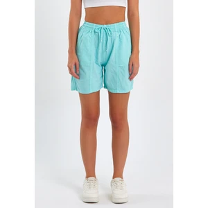 Cool Tarz Kadın Turkuaz Rahat Kesim Keten Şort