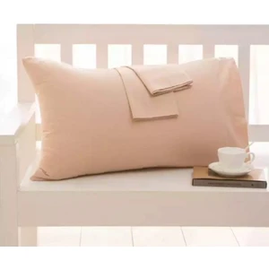 Sütlü Kahve Renkli Pamuklu Kumaştan Kapaklı Yastık Kılıfı (2 Adet) 50  x  70  cm