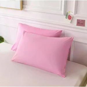 Pembe Renkli Pamuklu Kumaştan Kapaklı Yastık Kılıfı (2 Adet) 50  x  70  cm