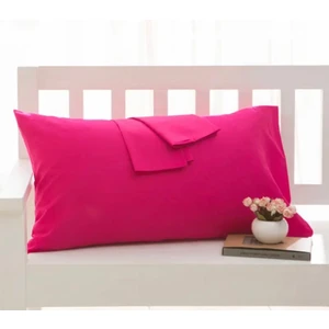 Fuşya Renkli Pamuklu Kumaştan Kapaklı Yastık Kılıfı (2 Adet) 50  x  70  cm