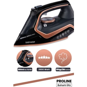 Proline 2600 Watt Seramik Tabanlı Damlama ve Kireç Önlemeli 180 gr Etkili Şok Buharlı Ütü GM-7620