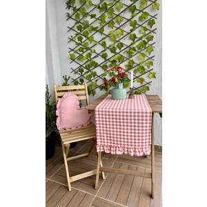 Decamor Home Dertsiz Leke Tutmaz Vintage Fırfırlı Pötikare Pembe Runner