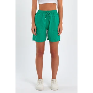 Tarz Cool Kadın Yeşil Rahat Kesim Keten Şort