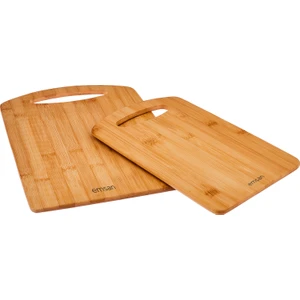 %100 Doğal Bambu Moody Kesme Tahtası Seti - 23,5x33 cm ve 20x28 cm, Kahverengi, Ergonomik ve Şık Tasarım