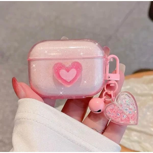 Airpods Pro Uyumlu Pembe Simli Kalpli Tasarım Kılıf