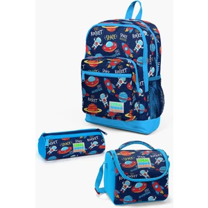 Coral High Kids Lacivert Mavi Uzay Desenli 3’lü Okul Çanta Seti SET0123470